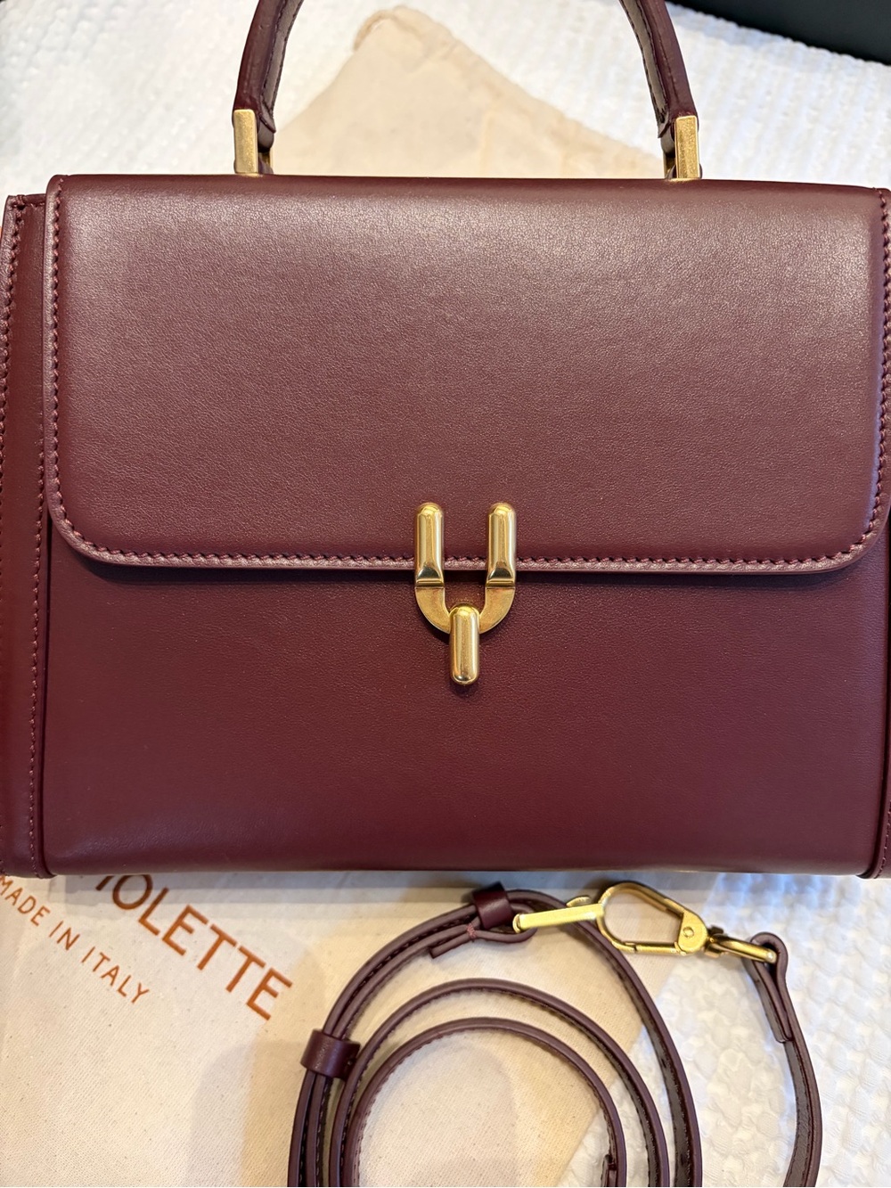Leo et Violette Le Laurence Burgundy top handle Leather shoulder crossbody GUC